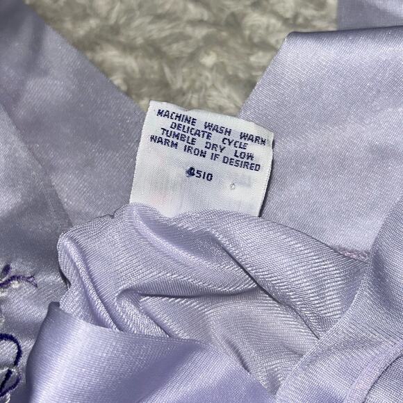 Vintage Fashion Inn lavender embroidered maxi slip nightgown, size med - Picture 7 of 8